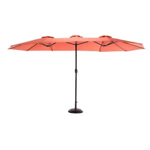 14.8 ft. Steel Push-Up Market Patio Umbrella Rectangular Large with Crank in Orange