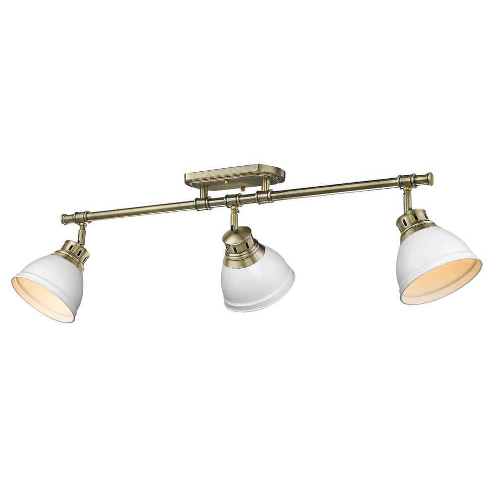 Duncan 6.5 in. 3-Light Aged Brass Semi-Flush Mount with White Shade and No Bulbs Included price history on PriceWatchPro