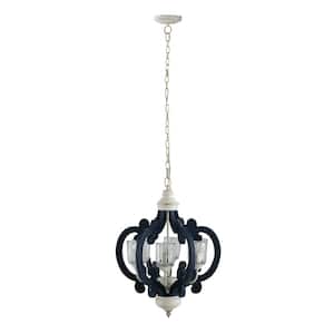 Farmhouse Pendant 6-Light Distressed Black Rustic Linear Wood Chandelier Light Fixture for Kitchen Living Dining Room