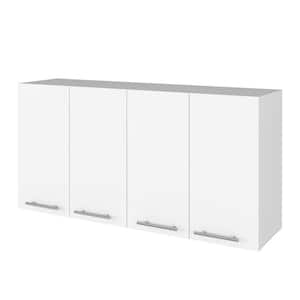 47.2 in. W x 13.18 in. D x 23.6 in. H White Ready to Assemble Wall Mounted Upper Kitchen Cabinet w/ 4-Doors & Shelves
