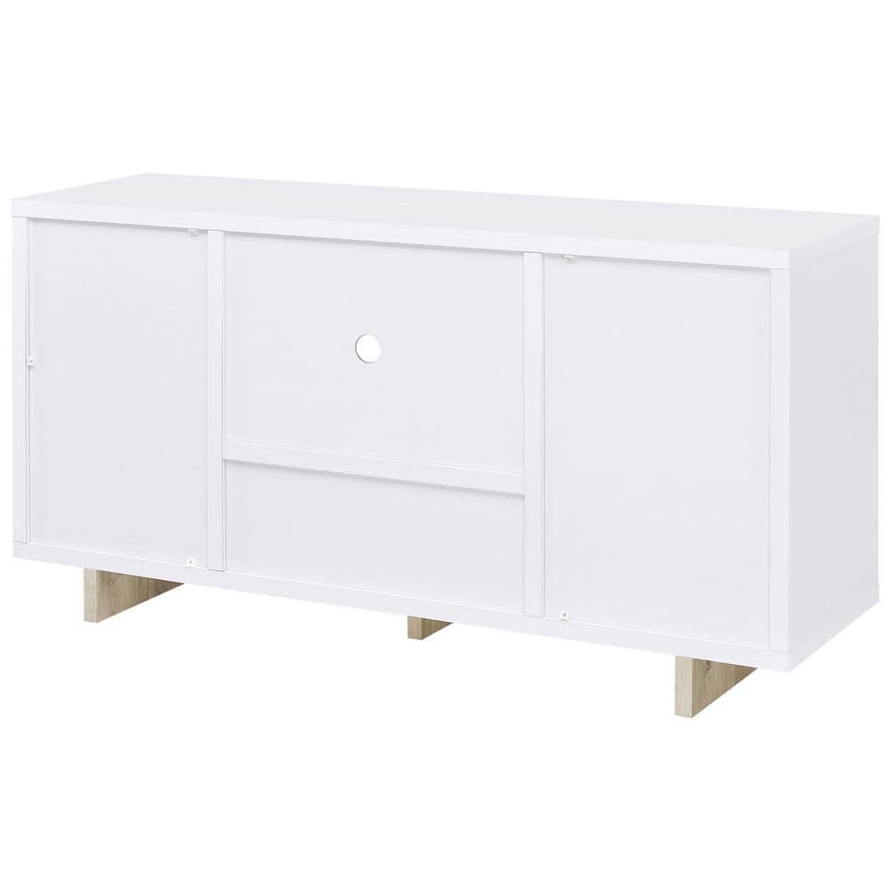 Dalton White and Natural Wood 60" Coastal Credenza