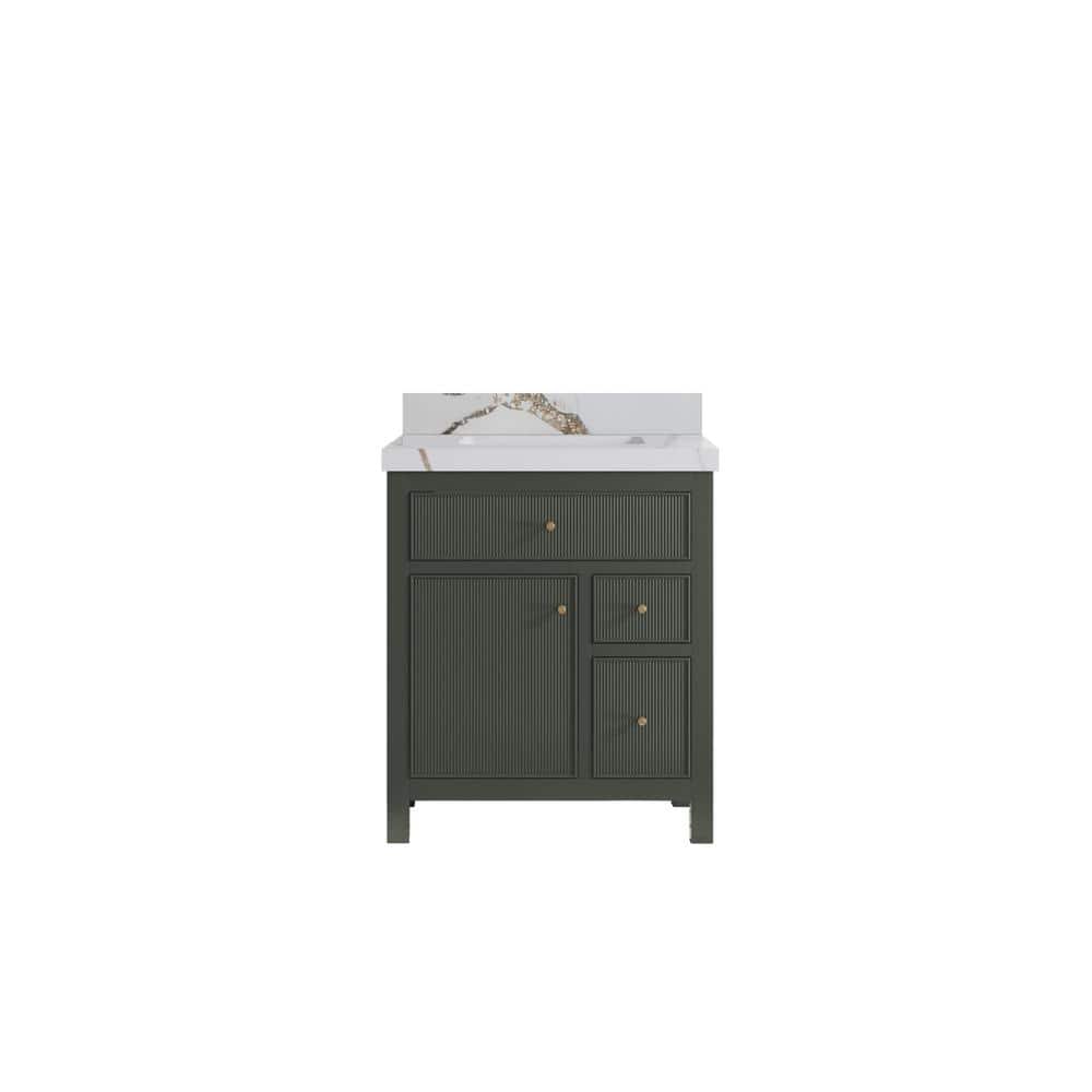 Sonoma 30 in. W x 22 in. D x 36 in. H Single Sink Bath Vanity in Pewter Green with 2 in. Calacatta Gold Quartz Top price history on PriceWatchPro