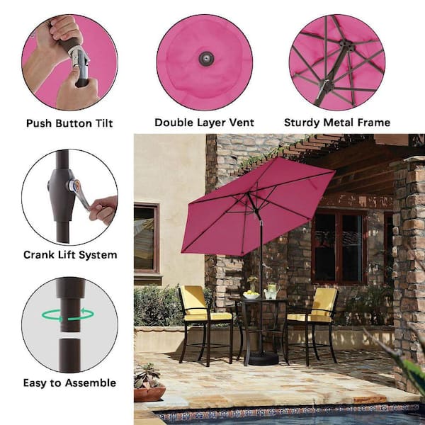 7.5 round patio umbrella canopy replacement hot pink 7.5 ft. Iron Market Tilt Patio Umbrella in Rose Pink with Push Button Tilt  Z0CP2BMS3V