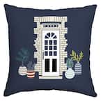 Midnight Potted Plants Square Outdoor Throw Pillow (2-Pack)