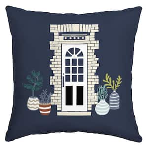 Hampton Bay Sailing Midnight Outdoor Square Throw Pillow