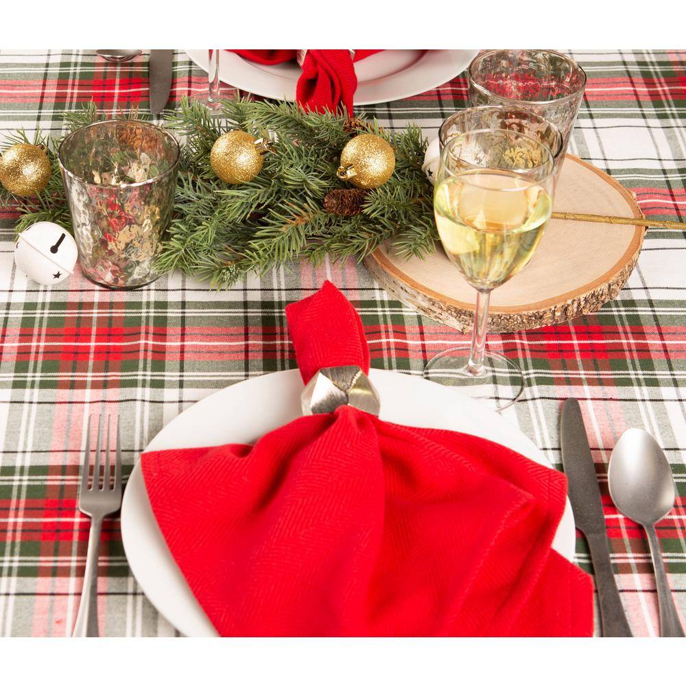 Christmas Plaid Red Green White Fabric Tablecloth 60x104