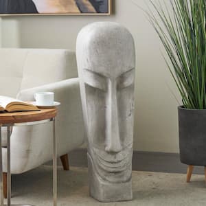37 in. Gray Resin Tall Distressed Totem Face Sculpture