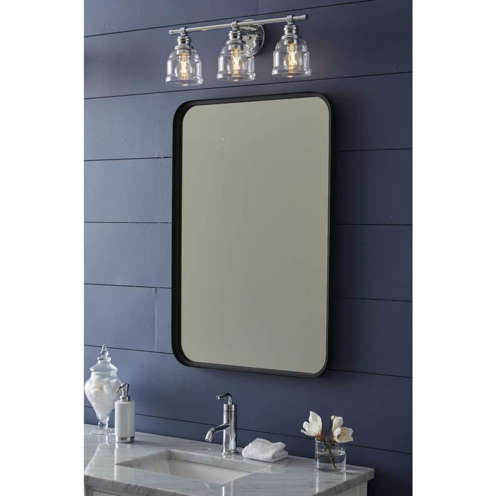 Ambrose 21" Polished Chrome 3-Light Vanity with Clear Glass Shades