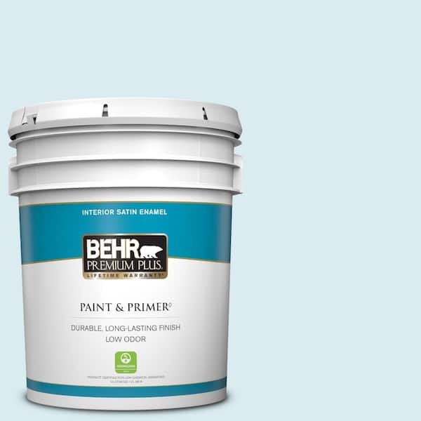 BEHR PREMIUM PLUS 5 gal. #540A-1 Frost Wind Satin Enamel Low Odor Interior Paint & Primer