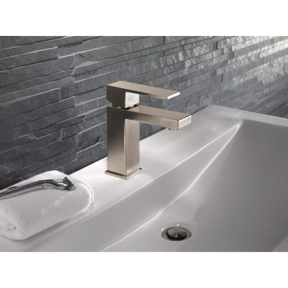 Sleek Modern Single Hole Stainless Steel Bathroom Faucet with Drain Assembly