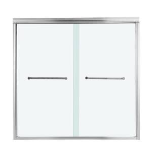 60 in. W x 58-1/8 in. H Bypass Sliding Semi Frameless Bathtub Door/Enclosure in Chrome with Clear Glass