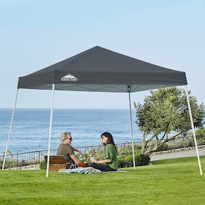 10 ft. W x 10 ft. D Slant Leg Pop-up Canopy Tent Easy 1-Person Setup Instant Outdoor Canopy Folding Shelter in Gray
