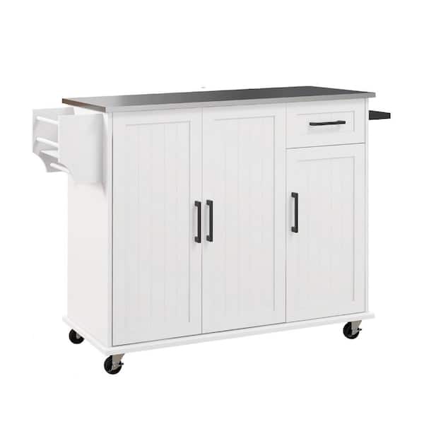 ANTFURN White Kitchen Cart with Drawers;Shelf;Spice Rack;Locking Casters;Wheels