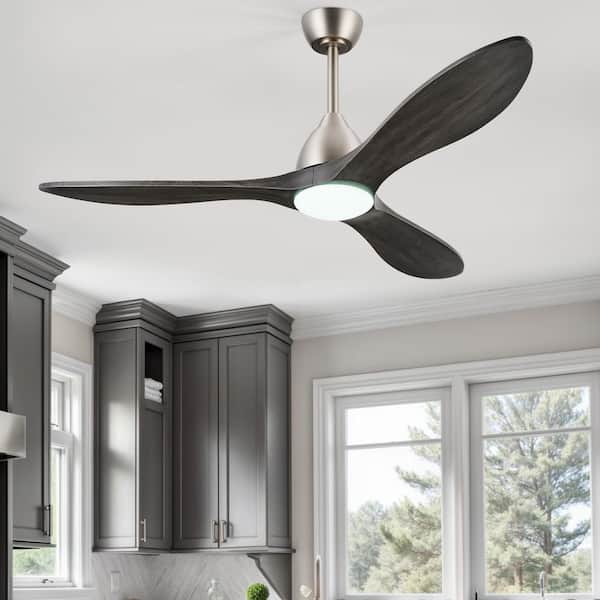 52 in. Smart Indoor Matte Nickel Standard Ceiling Fan with Dimmable Integrated LED and Remote Included
