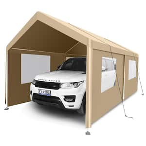 10 ft. x 20 ft. Heavy-Duty Garage Portable Carport Tent for Outdoor Storage Shelter, khaki