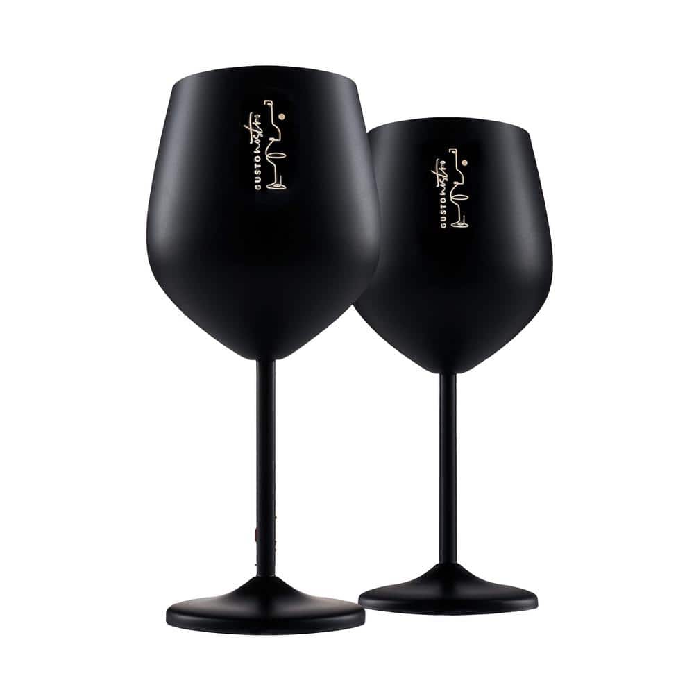 18 oz. Full-Bodied Black Outdoor Use Wine Glass (Set of 2)