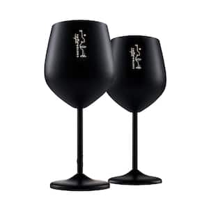 18 oz. Full-Bodied Black Outdoor Use Wine Glass Set of 2