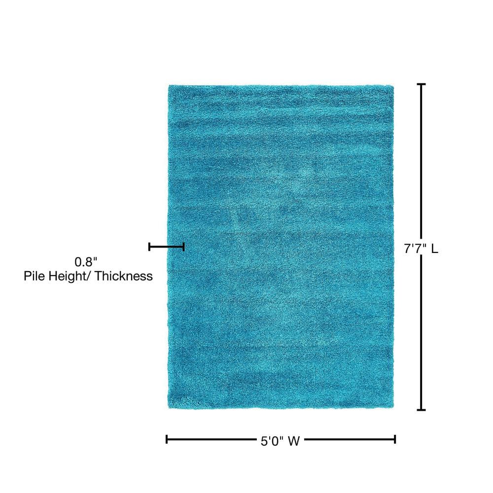 Turquoise Shag Synthetic 5' x 7' Easy Care Area Rug