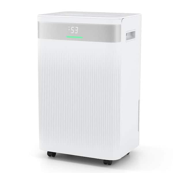 54 pt. 4500 sq. ft. with Bucket Dehumidifier in. White with 3 Modes LED Display For Home