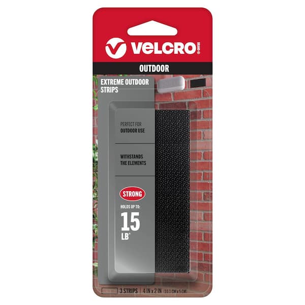 VELCRO 4 in. x 2 in. Extreme Outdoor Strips in Black (3-Pack)