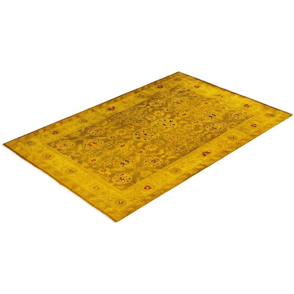Overdyed Gold 4 x 6 Solid Wool Indoor Area Rug