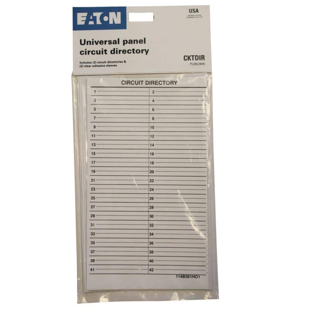 Eaton Load Center Circuit Directory (21-Pack)-CKTDIR - The Home Depot With Electrical Panel Label Template Download