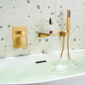 Single-Handle 1-Spray Tub and Shower Faucet in Brushed Gold, Valve Included