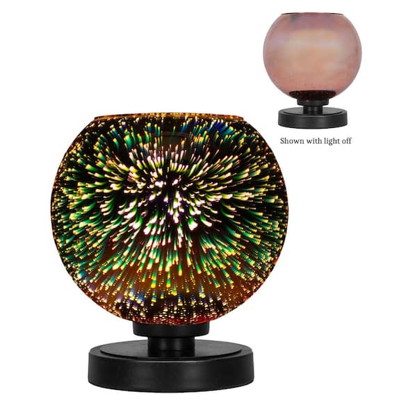 Unbranded Quincy 8.75 in. Matte Black Accent Lamp with Glass Shade