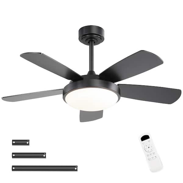 42 in. Indoor Black Color Changing Downrod Mount Standard Ceiling Fan with 5-Blade Reversible DC Motor Remote Control