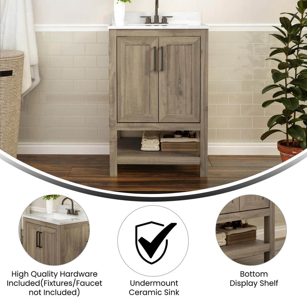 Vivien 25" Brown Composite Bathroom Vanity with Stone Top
