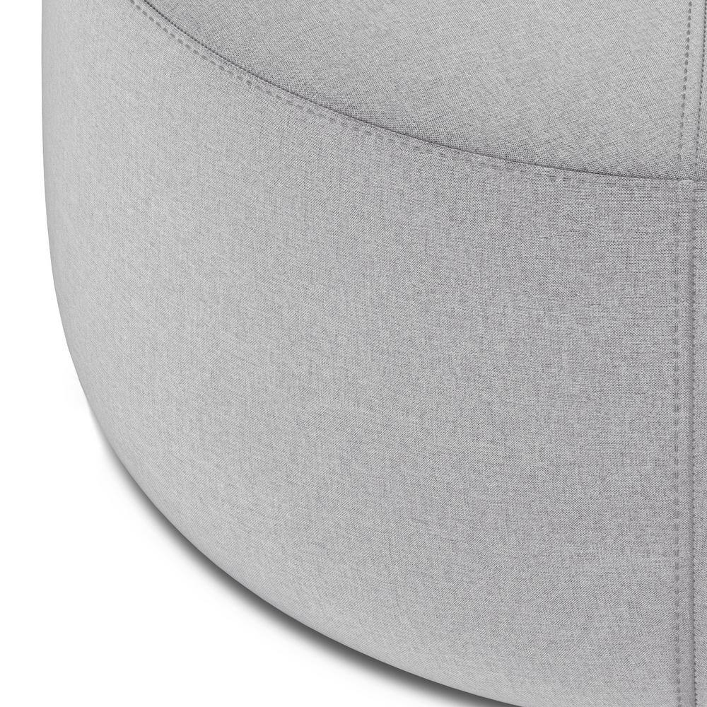 Moore 32" Light Grey Linen Round Ottoman