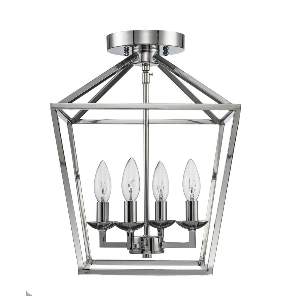 Weyburn 16.5 in. 4-Light Polished Chrome Farmhouse Semi-Flush Mount Ceiling