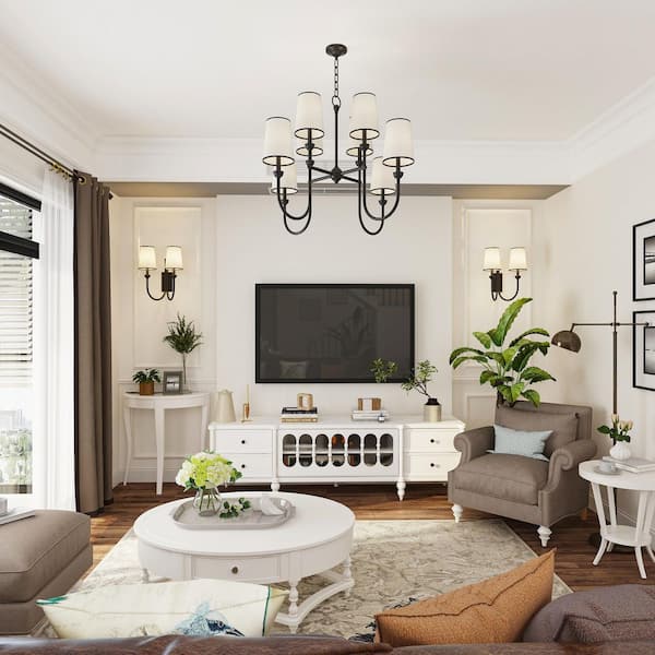 White Entertainment Center Fits TVs up to 70 in. Decorative Glass Doors, Living Room Storage Cabinet, Entryway Sideboard