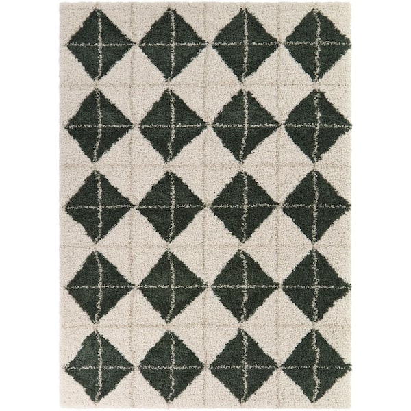 Quarterman Green 5 ft. 3 in. x 7 ft. Diamond Area Rug