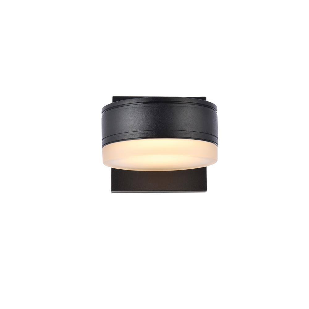Timeless Home 1-Light Round Black LED Outdoor Wall Sconce