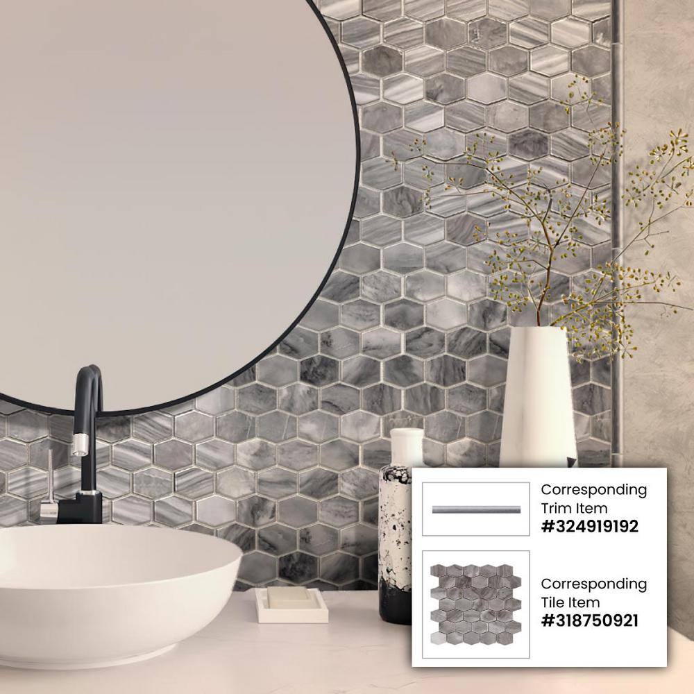 Cloud Gray Marble Pencil Liner Tile Trim, 12-inch