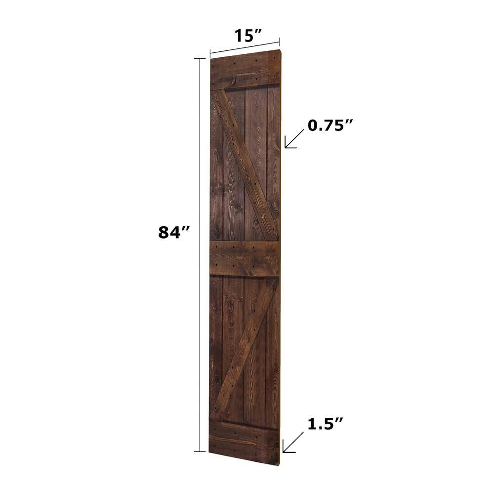 Kona Coffee Solid Spruce Bi-Fold Barn Door with Hardware Kit