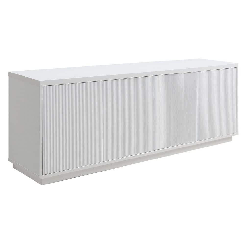 Hanson 70" White Transitional TV Stand with Textured Cabinet Doors