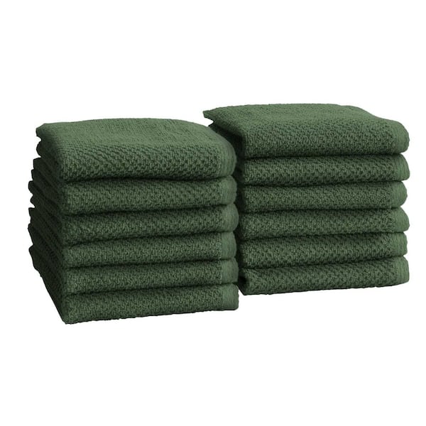 FRESHFOLDS Forest Green 12-Pack Cotton Quick-Dry Washcloth Set