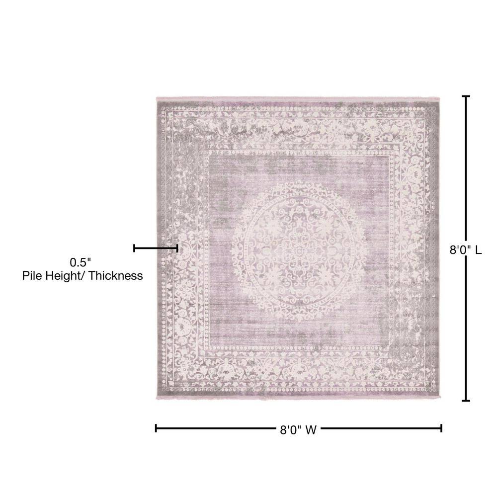 Olwen Purple and Gray Square Synthetic Area Rug