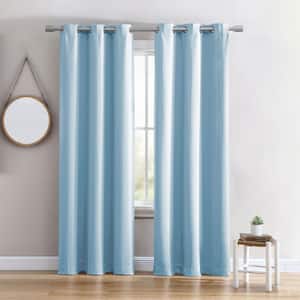 40 in W X 84 in L Grommet Top Single Panel Energy Saving Blackout Curtain in Blue
