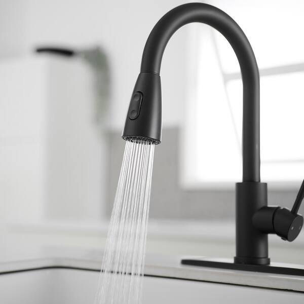 Kitchen Faucets Commercial Single Handle Single Hole Sink Faucet Black Kitchen Faucet With Pull Down Sprayer Stainless Steel Spring Kitchen Sink