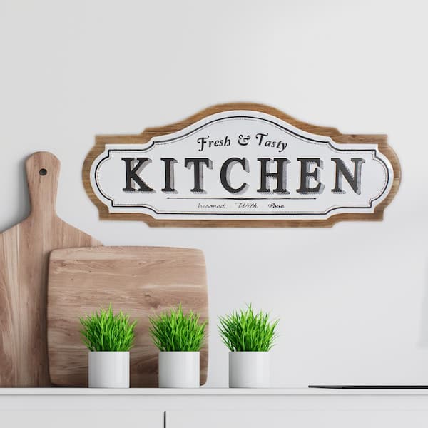 Tasty Kitchen Metal Unframed, Black White Kitchen Wall Decor