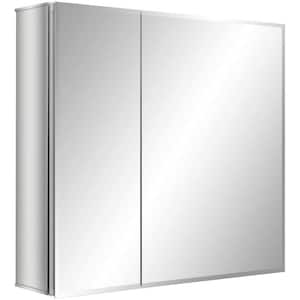 30 in. W x 26 in. H Silver Recessed/Surface Mount Bathroom Medicine Cabinet with Mirror
