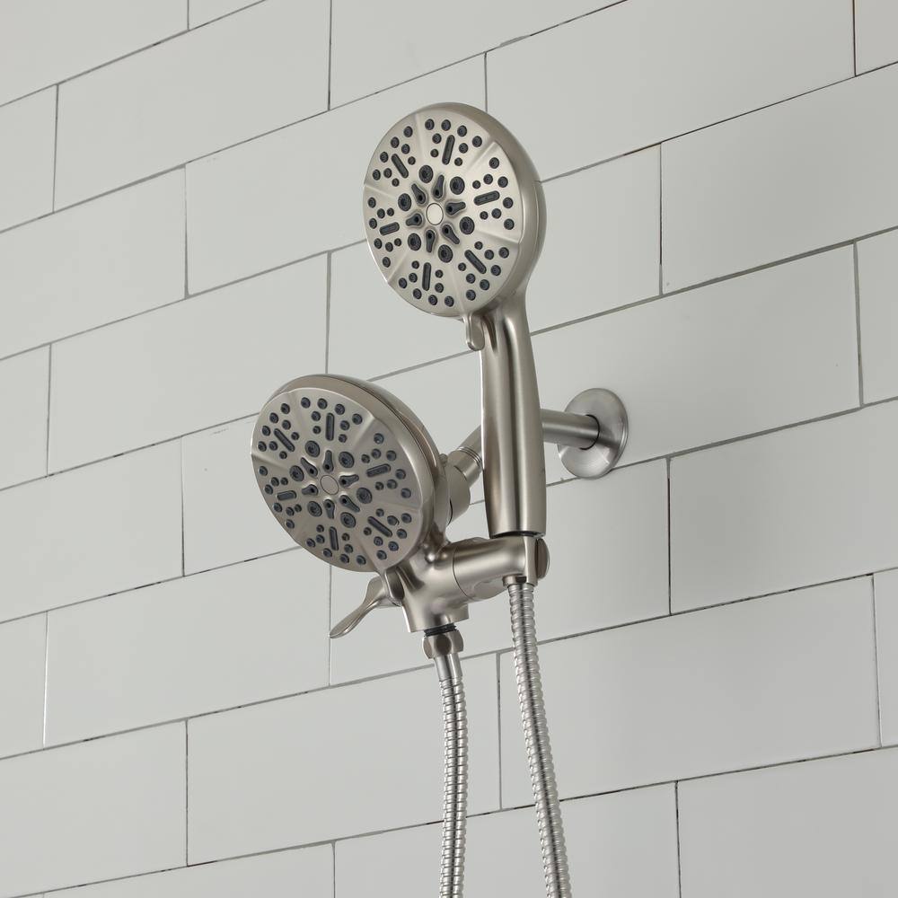 Brushed Nickel 5-Spray Dual Shower Head with Handheld
