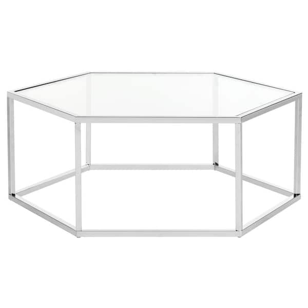 SAFAVIEH Eliana 37 in. Silver Medium Specialty Glass Coffee Table