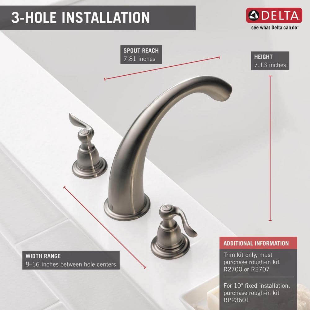 Elegant 16" Stainless Steel Classic Widespread Deck Mounted Faucet