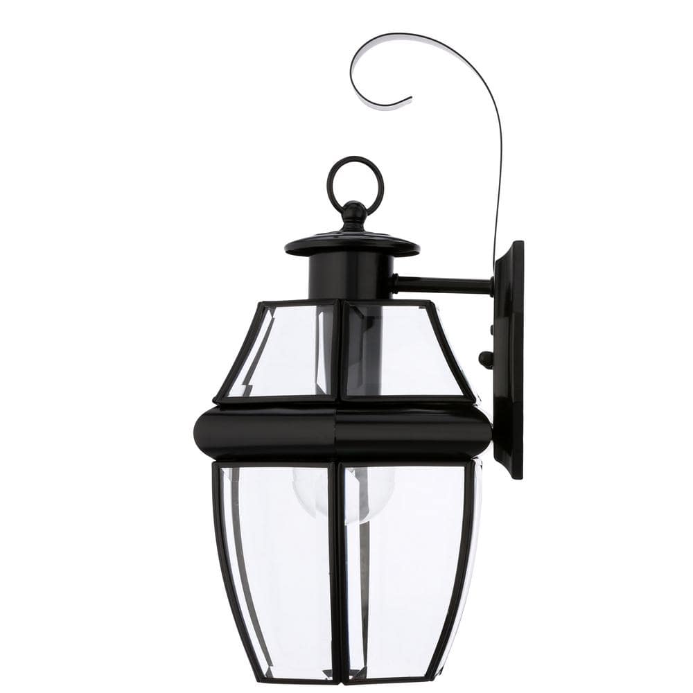 Black 14 Inch Outdoor Wall Lantern with Clear Glass