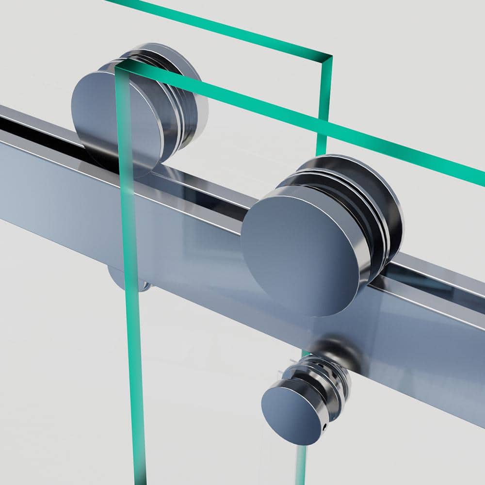 Luna 58" x 60.5" Frameless Chrome Sliding Tub Door