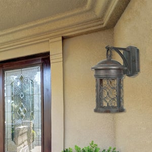 Ellington 16.25 in. Mediterranean Patina 1-Light Outdoor Line Voltage Wall Sconce with No Bulb Included
